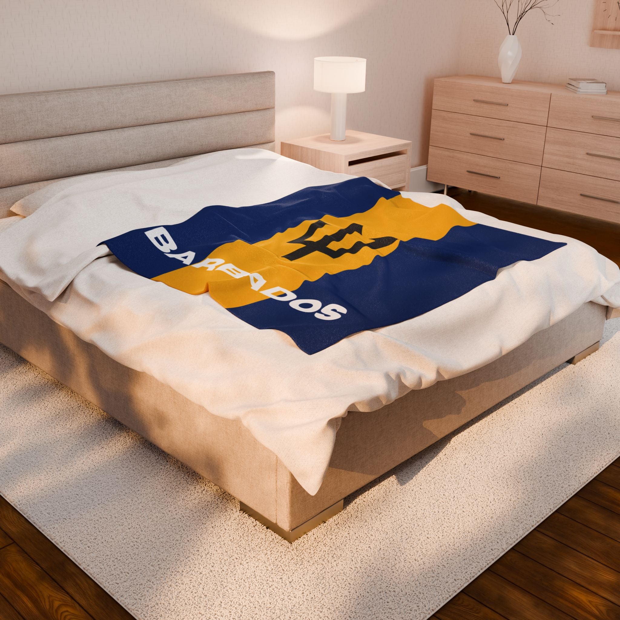 Barbados Flag Velveteen Plush Blanket