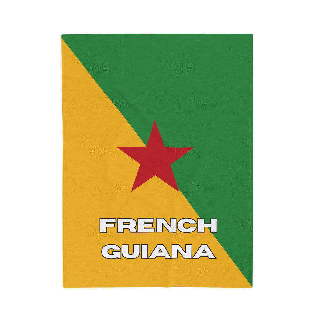 French Guiana Flag Velveteen Plush Blanket - Irie Blues Boutique