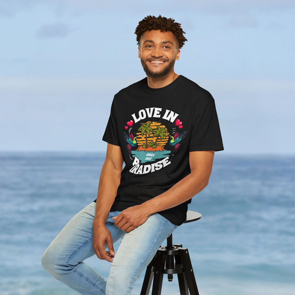 Love In Paradise Couples Personalized Date T-Shirt