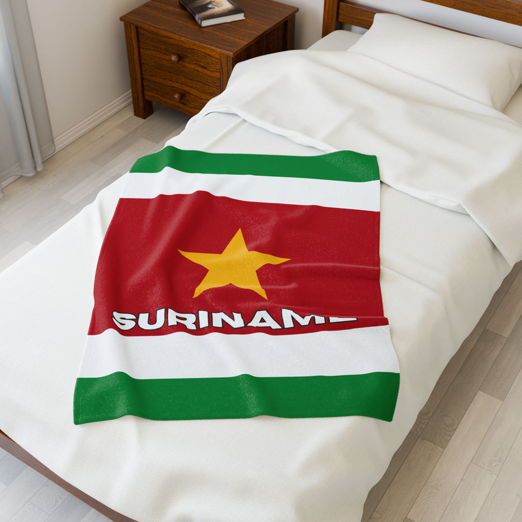 Suriname Flag Velveteen Plush Blanket - Irie Blues Boutique