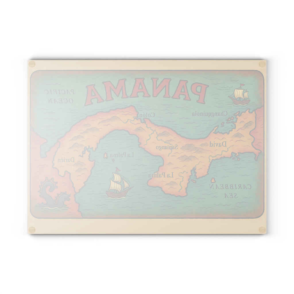 Vintage Panama Map Glass Cutting Board - Irie Blues Boutique
