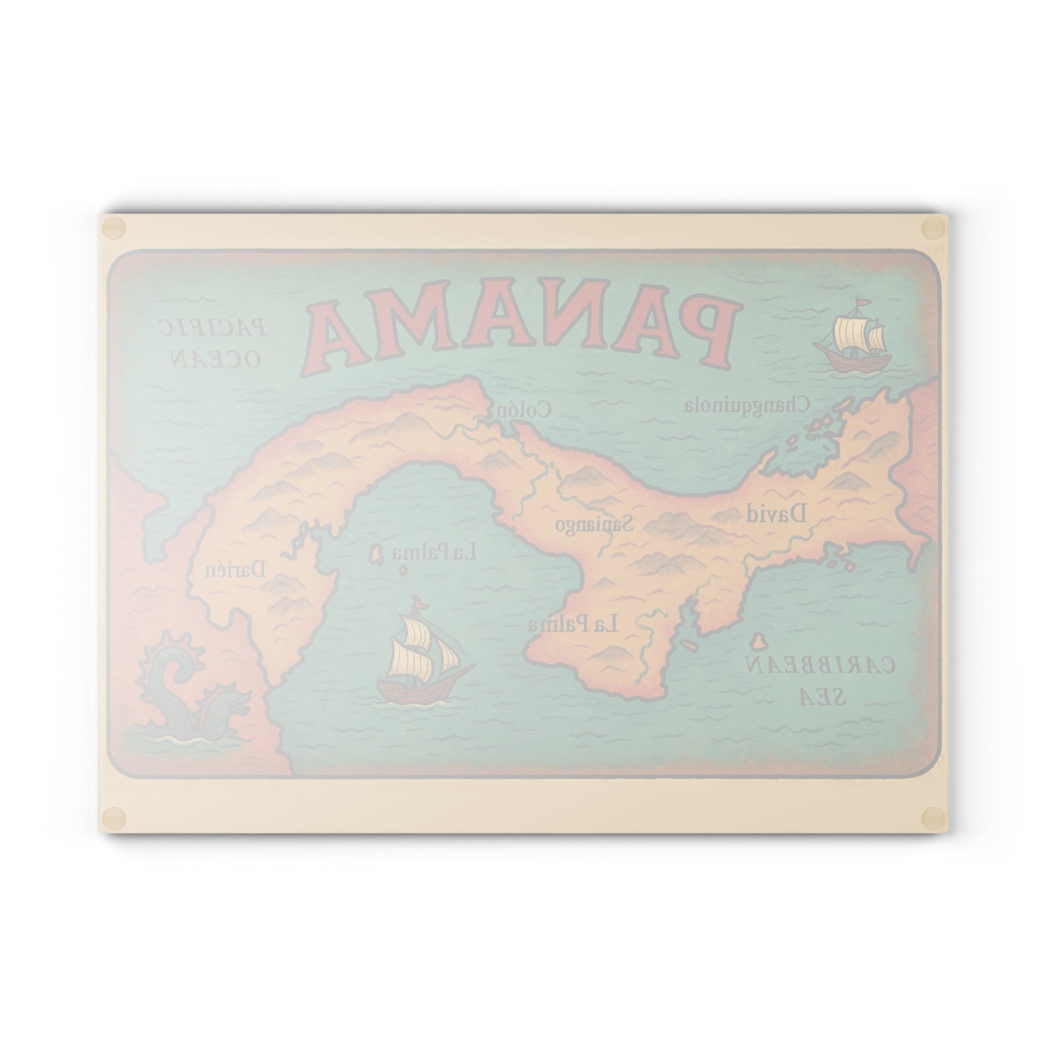 Vintage Panama Map Glass Cutting Board - Irie Blues Boutique