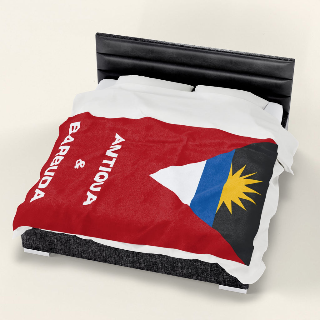 Antigua Barbuda Flag Velveteen Plush Blanket - Irie Blues Boutique