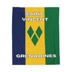 Saint Vincent & Grenadine Flag Velveteen Plush Blanket - Irie Blues Boutique