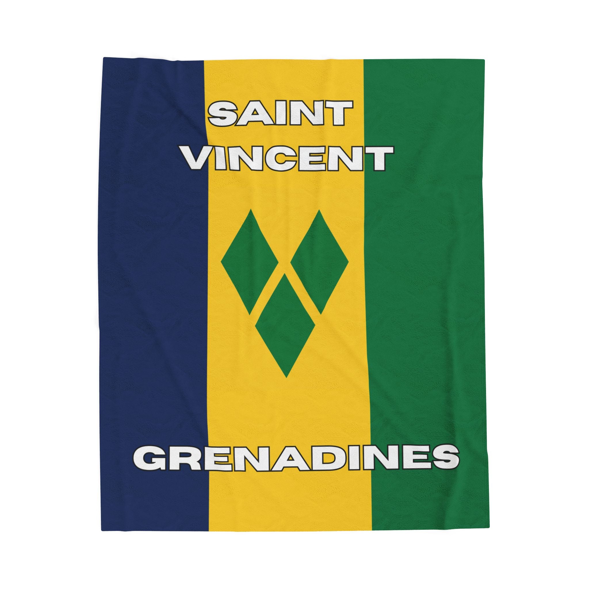 Saint Vincent & Grenadine Flag Velveteen Plush Blanket - Irie Blues Boutique