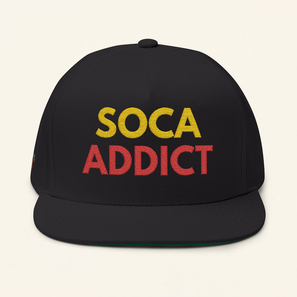 Soca Addict Cap - Flat Bill Snapback, Festival Gear, Summer Vibes, Unique Gift for Music Lovers, Trendy Hat for Parties - Irie Blues Boutique