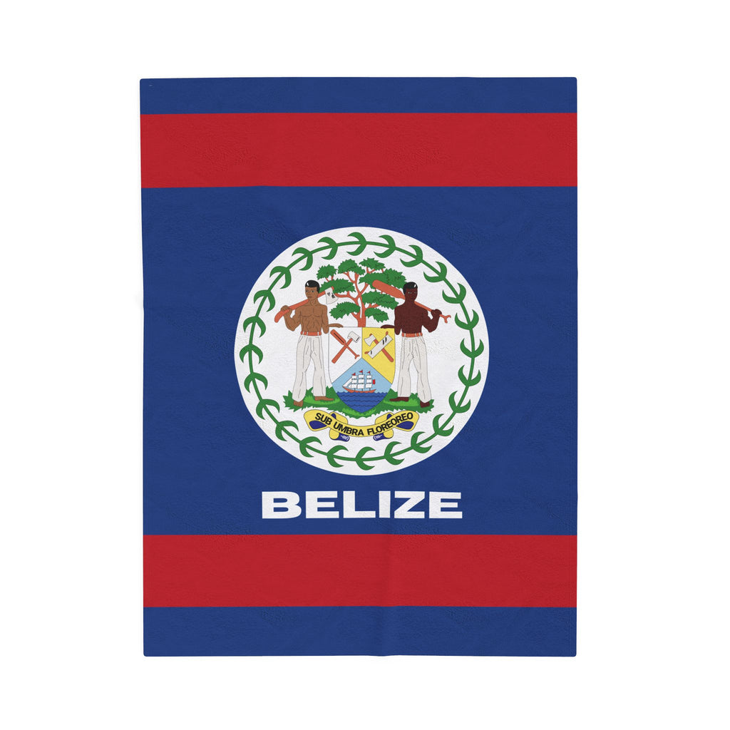 Belize Flag Velveteen Plush Blanket - Irie Blues Boutique
