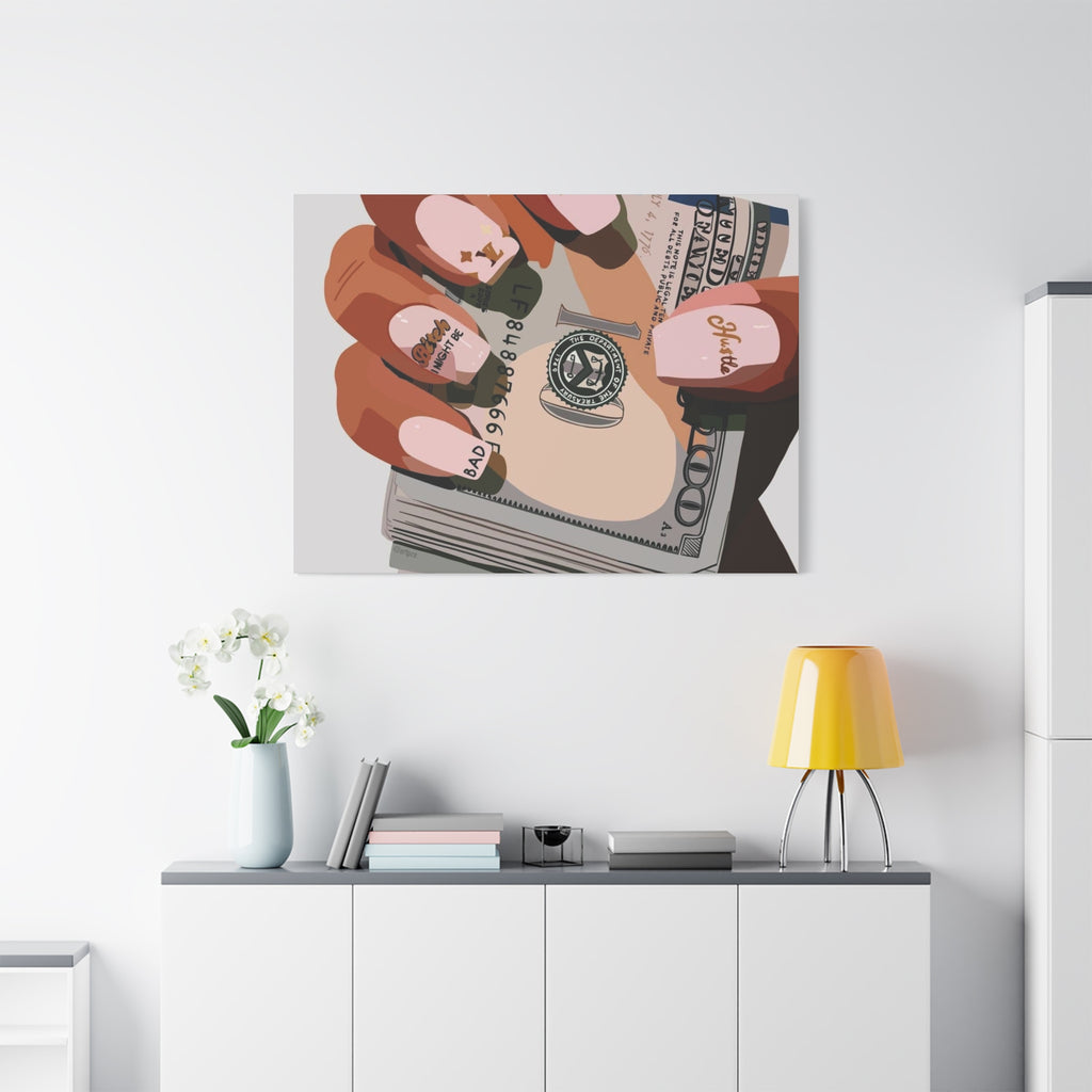 Nails & Money Chic Money Canvas Wall Art, Currency Home Decor, Motivational Wall Decor, Gift for Her, Trendy Room Decoration - Irie Blues Boutique