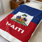 Haiti Flag Velveteen Plush Blanket - Irie Blues Boutique