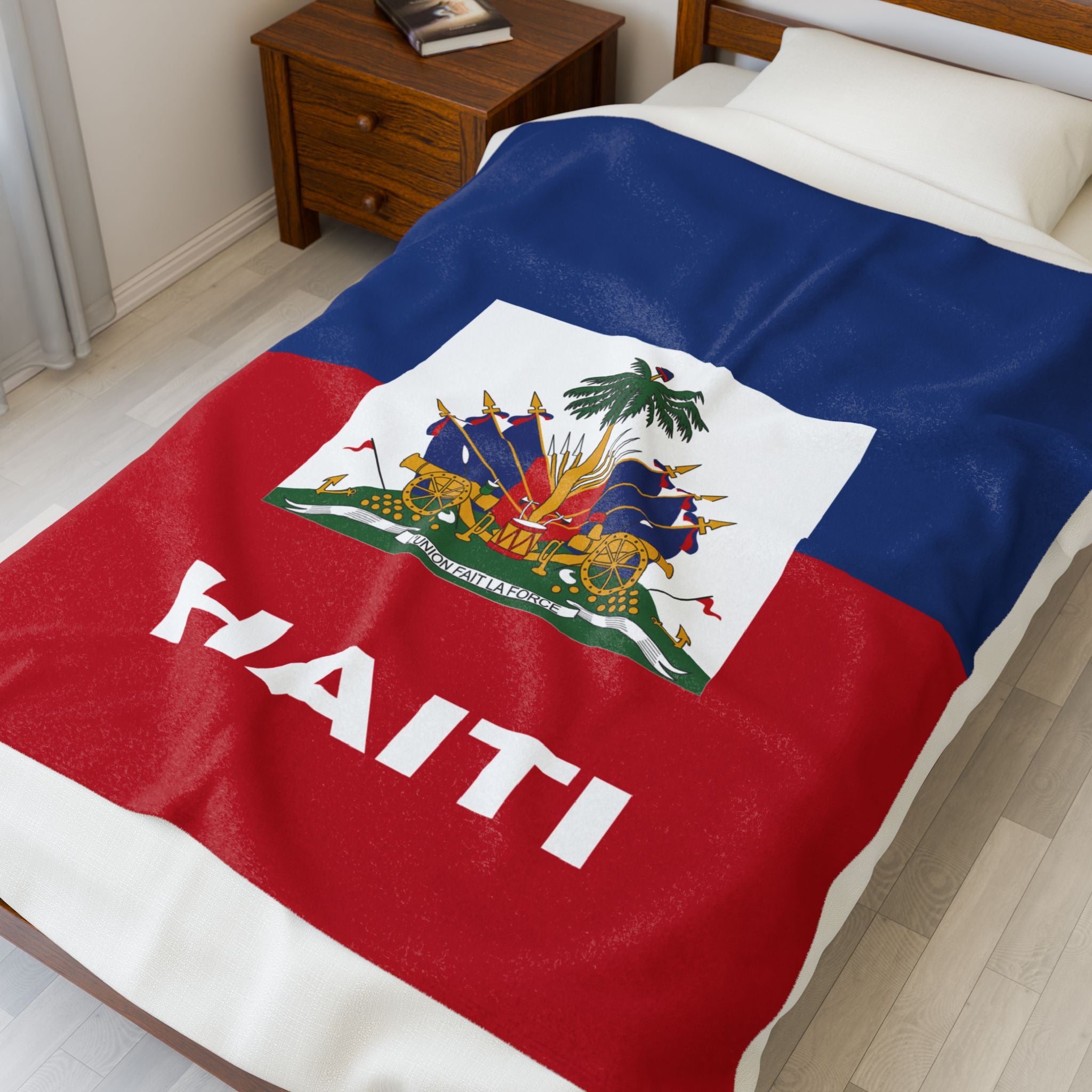 Haiti Flag Velveteen Plush Blanket - Irie Blues Boutique