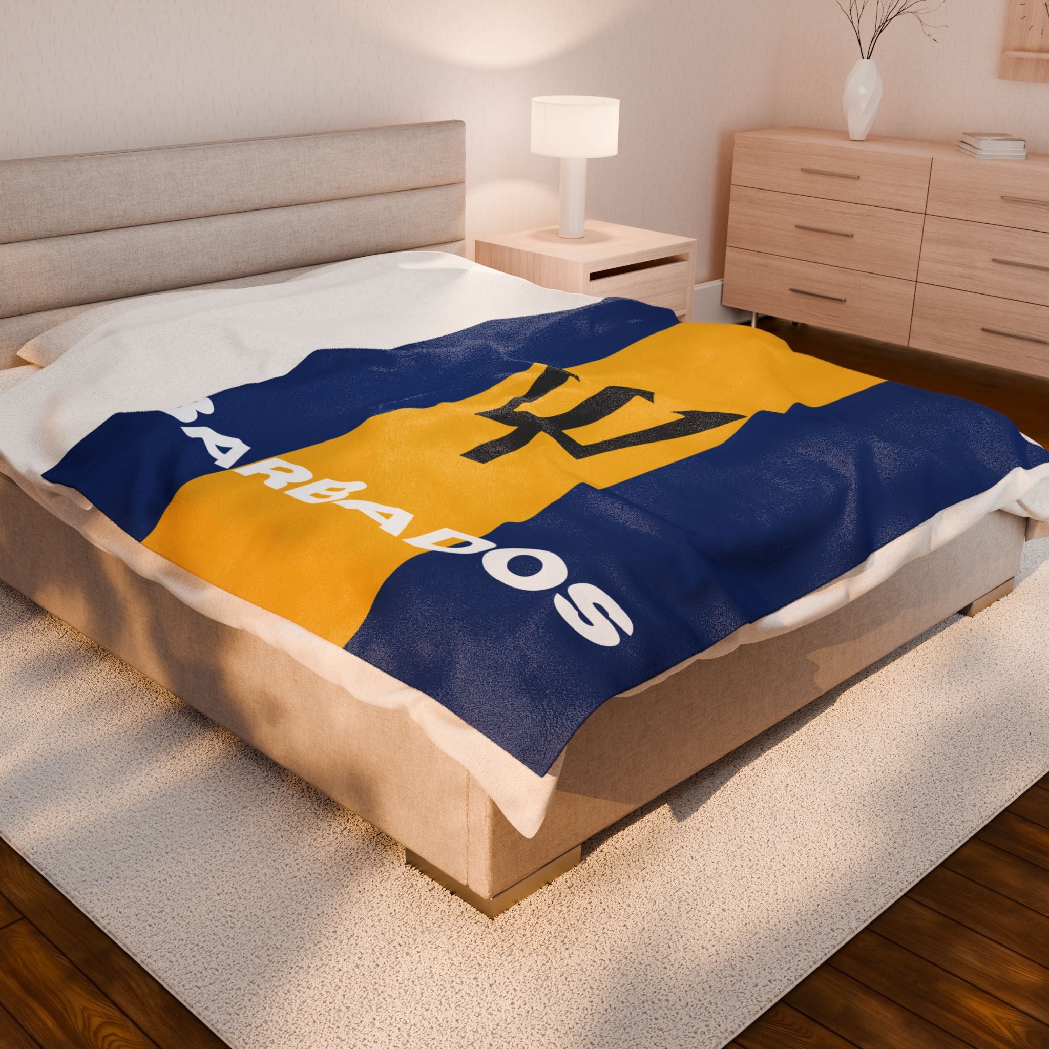 Barbados Flag Velveteen Plush Blanket