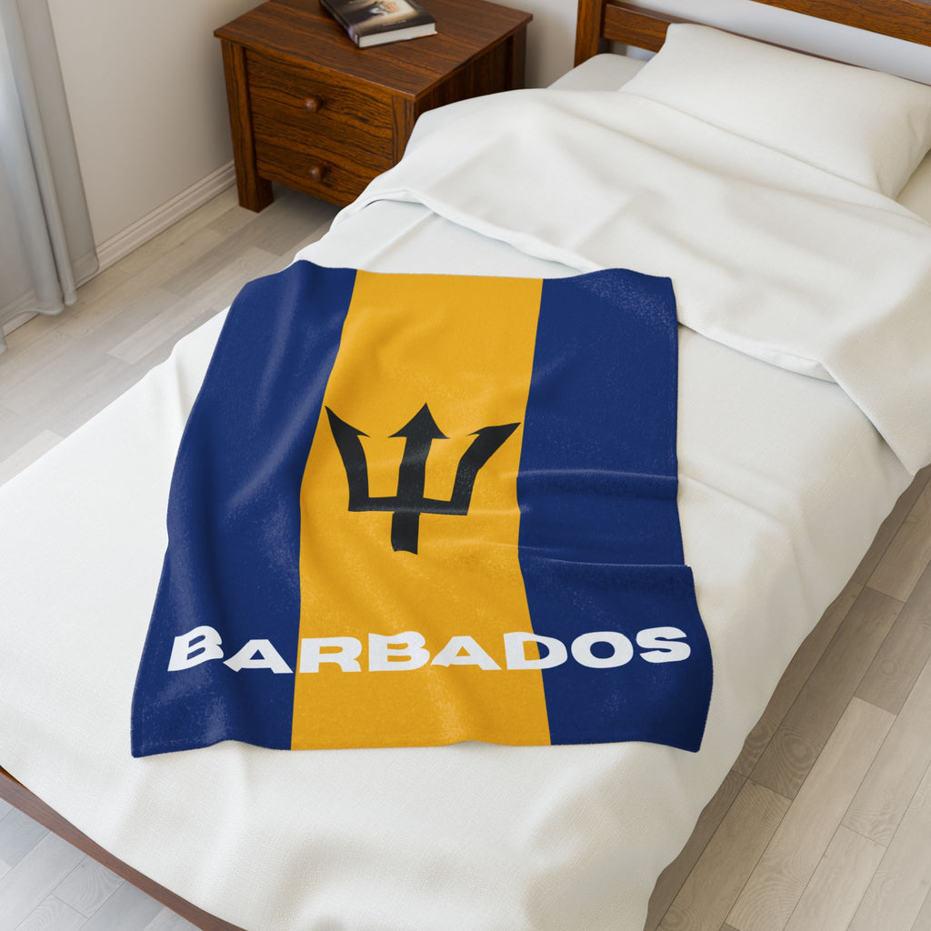 Barbados Flag Velveteen Plush Blanket