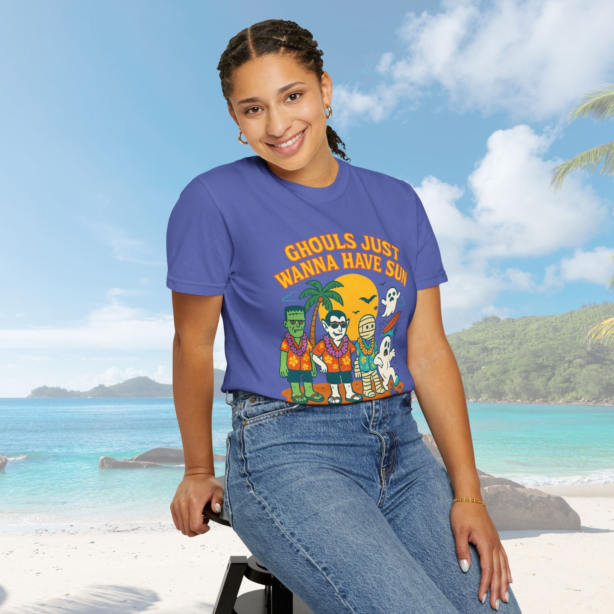 Halloween Beach Party T-Shirt, Fun Graphic Tee, Ghouls Just Wanna Have Sun Shirt, Unisex Casual Tee, Summer Vibes Shirt - Irie Blues Boutique