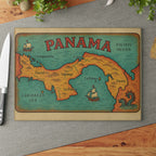 Vintage Panama Map Glass Cutting Board - Irie Blues Boutique
