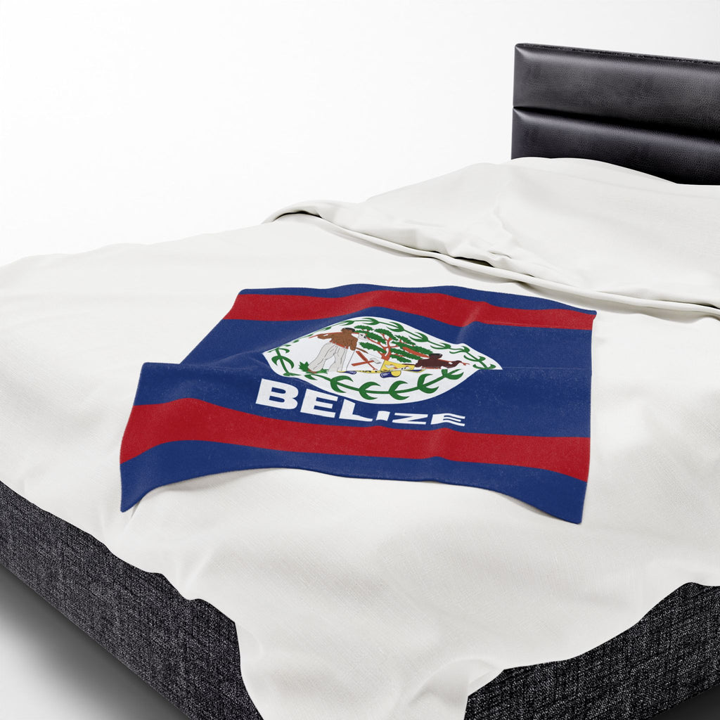 Belize Flag Velveteen Plush Blanket - Irie Blues Boutique