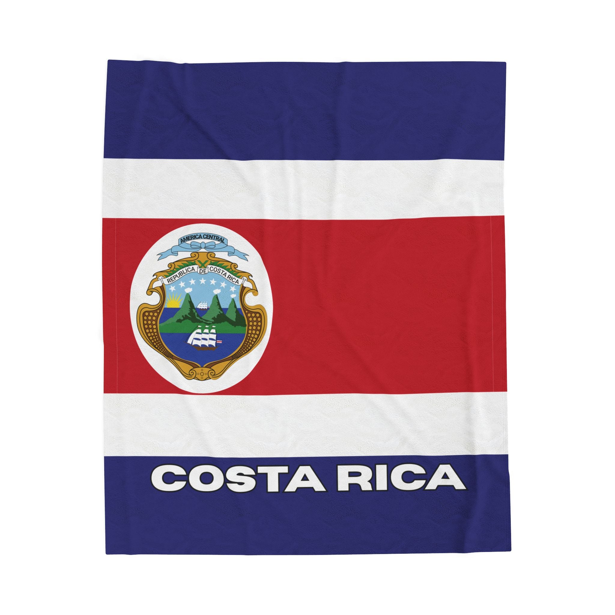 Costa Rica Flag Velveteen Plush Blanket - Irie Blues Boutique