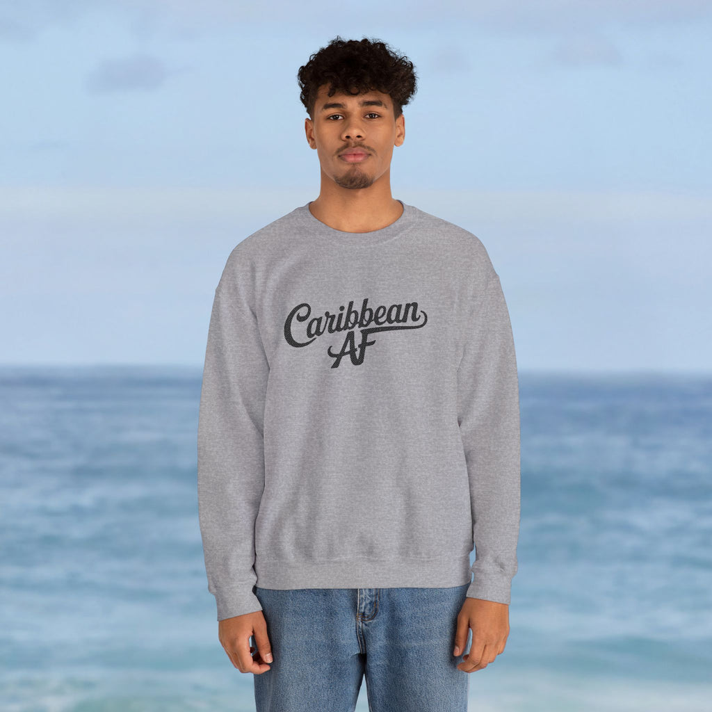 Caribbean AF White Embroidery Sweatshirt - Irie Blues Boutique