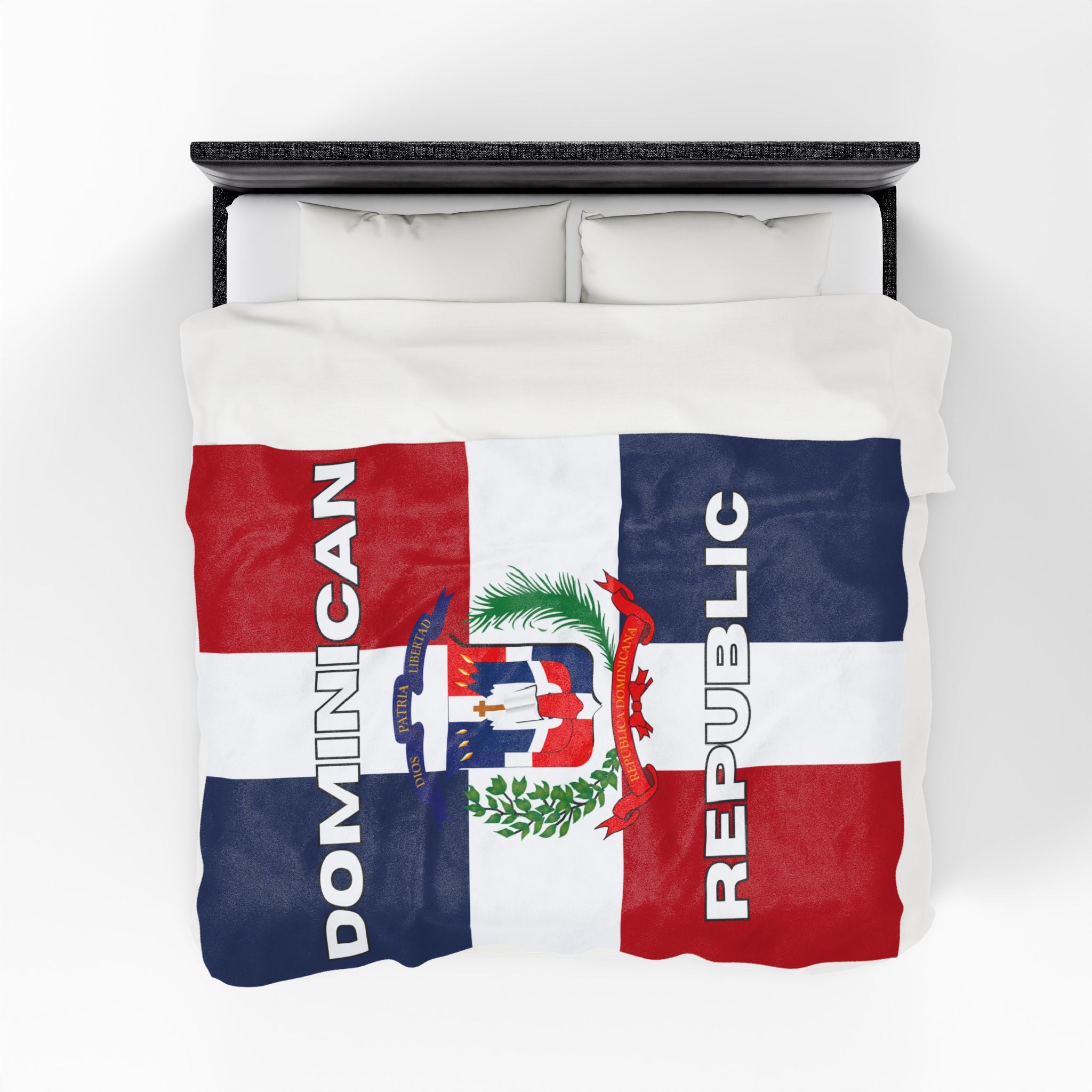 Dominican Republic Flag Velveteen Plush Blanket - Irie Blues Boutique