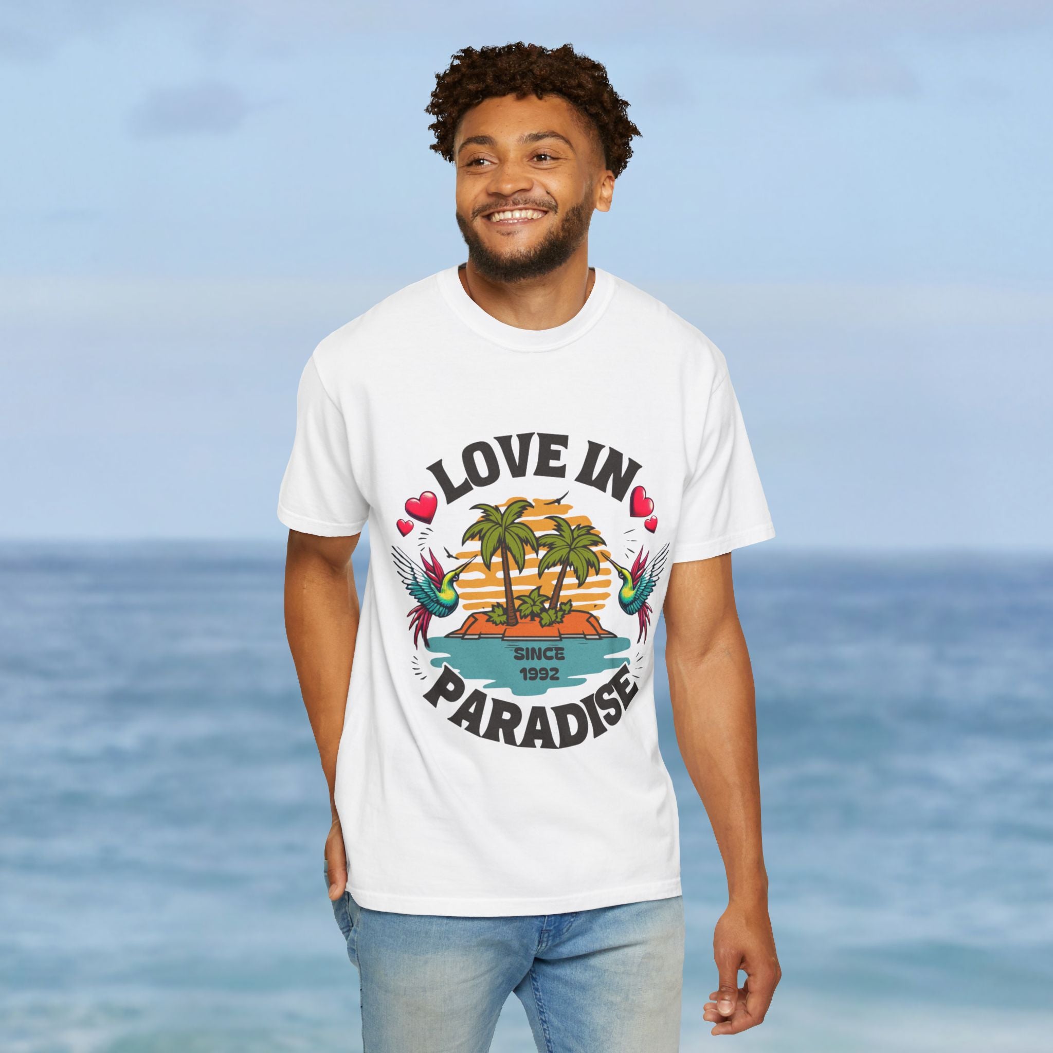 Love In Paradise Couples Personalized Date T-Shirt