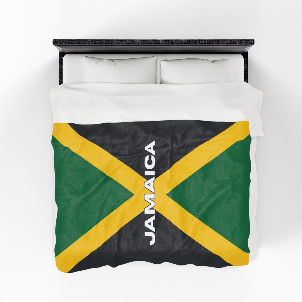 Jamaica Flag Velveteen Plush Blanket - Irie Blues Boutique