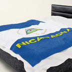 Nicaragua Flag Velveteen Plush Blanket - Irie Blues Boutique