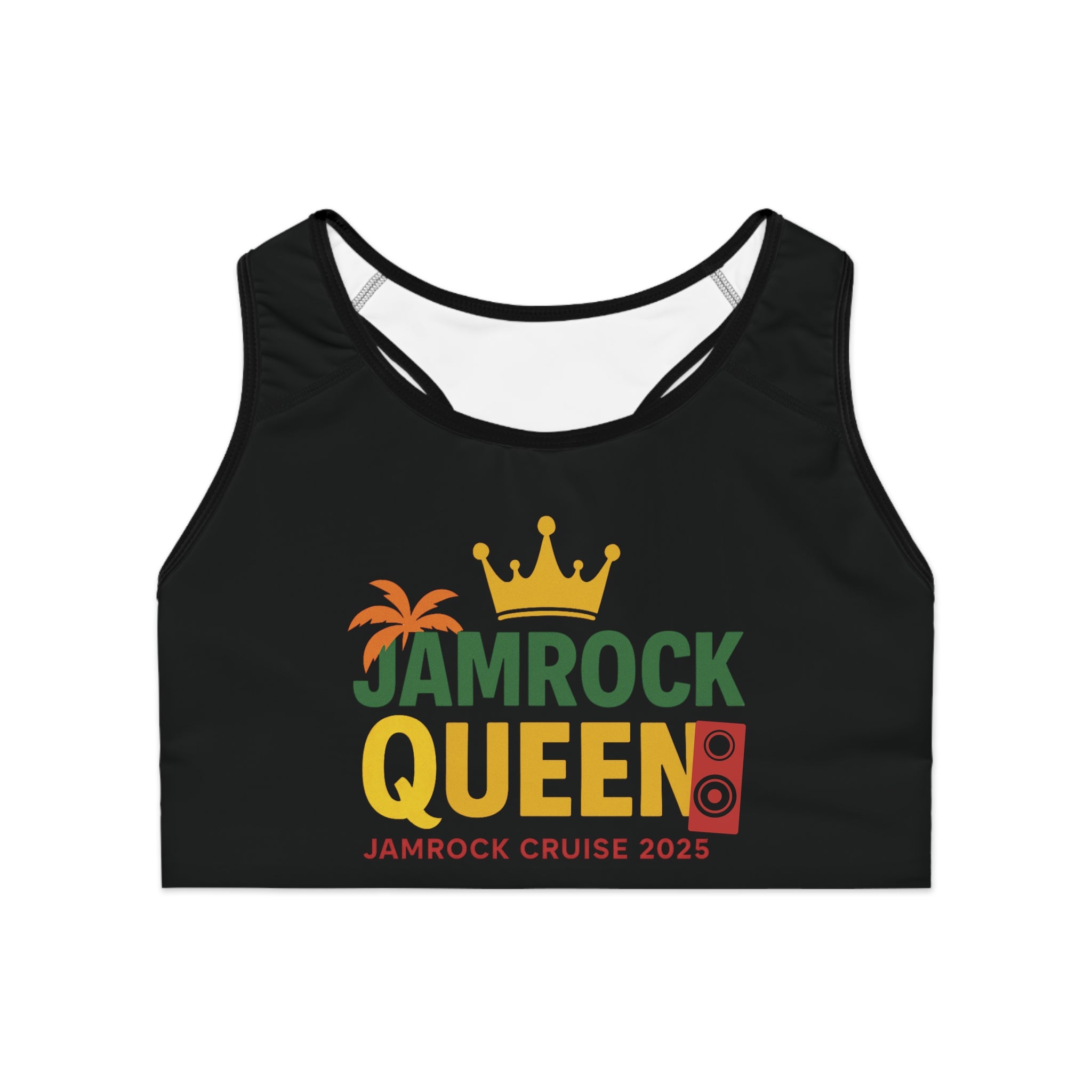 Jamrock Queen Sports Bra, Workout Top, Fitness Gear, Activewear, Perfect Gift for Dancers, Exercise Clothing, Festival Attire - Irie Blues Boutique