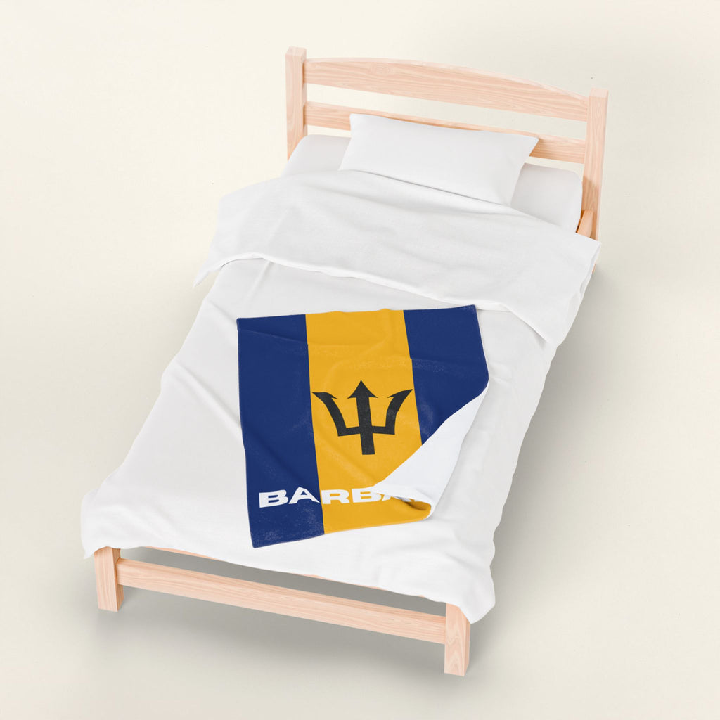 Barbados Flag Velveteen Plush Blanket