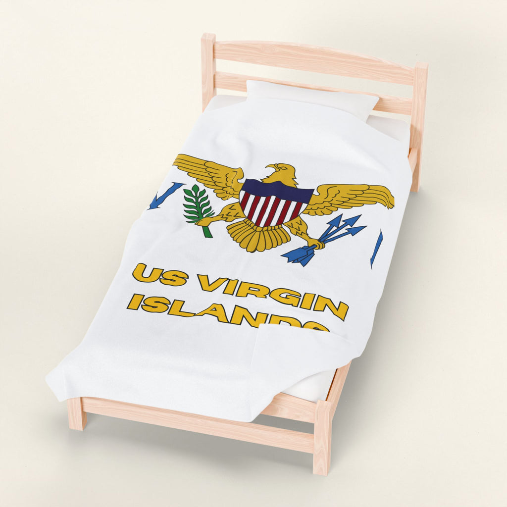 US Virgin Islands Flag Velveteen Plush Blanket - Irie Blues Boutique