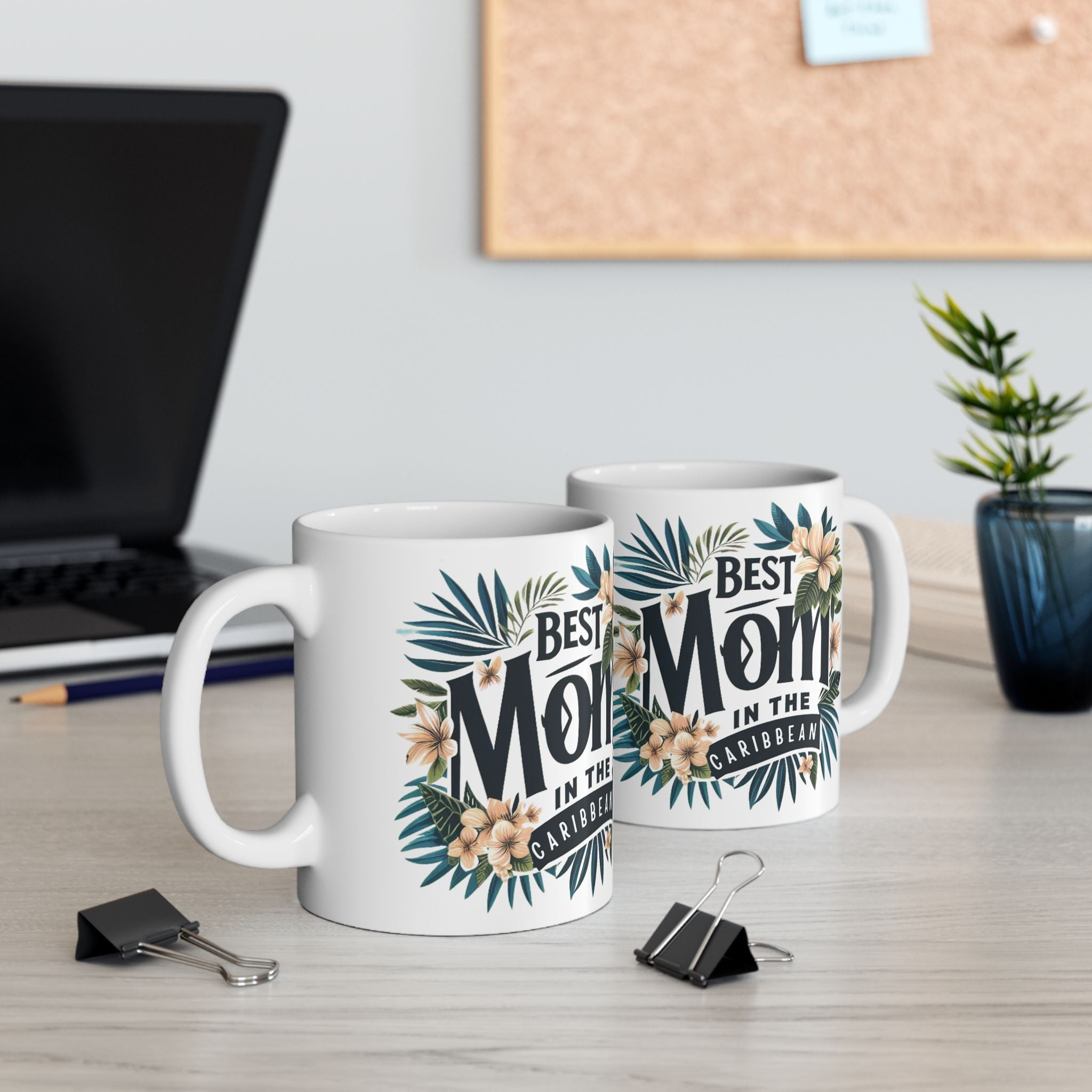 Tropical Floral Mom Mug, Best Mom Gift, Mother's Day Mug, Ceramic Coffee Cup, Personalized Mom Drinkware - Irie Blues Boutique