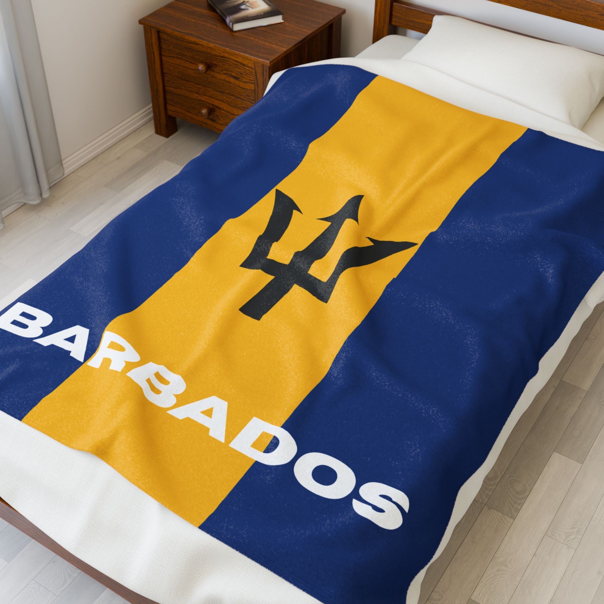 Barbados Flag Velveteen Plush Blanket