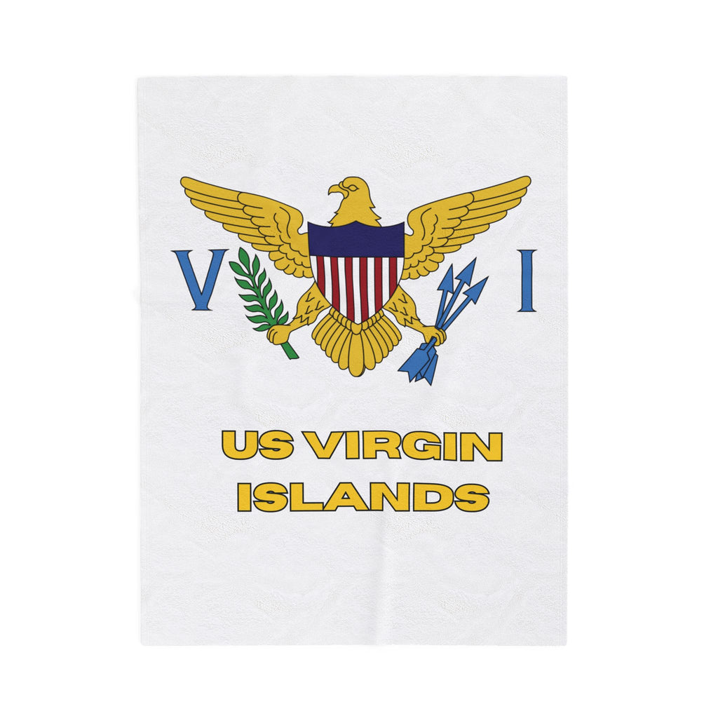 US Virgin Islands Flag Velveteen Plush Blanket - Irie Blues Boutique