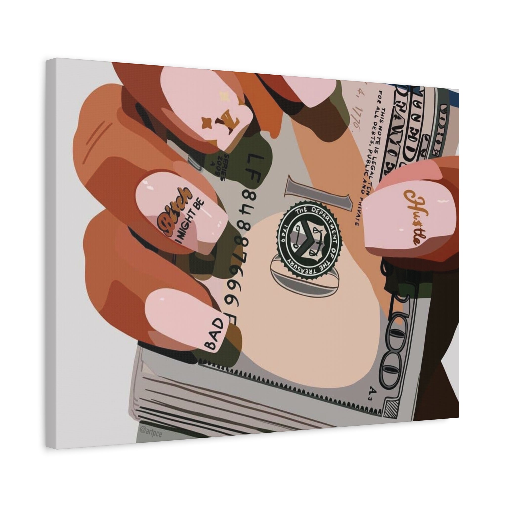 Nails & Money Chic Money Canvas Wall Art, Currency Home Decor, Motivational Wall Decor, Gift for Her, Trendy Room Decoration - Irie Blues Boutique