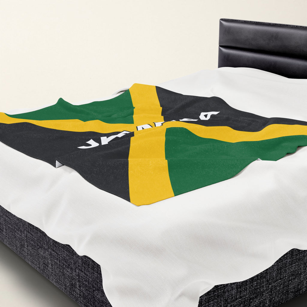 Jamaica Flag Velveteen Plush Blanket - Irie Blues Boutique