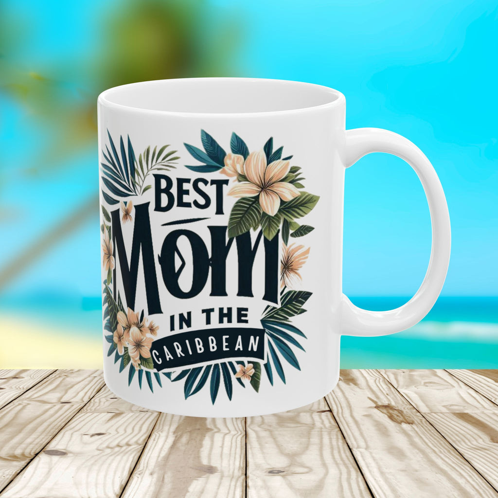 Tropical Floral Mom Mug, Best Mom Gift, Mother's Day Mug, Ceramic Coffee Cup, Personalized Mom Drinkware - Irie Blues Boutique