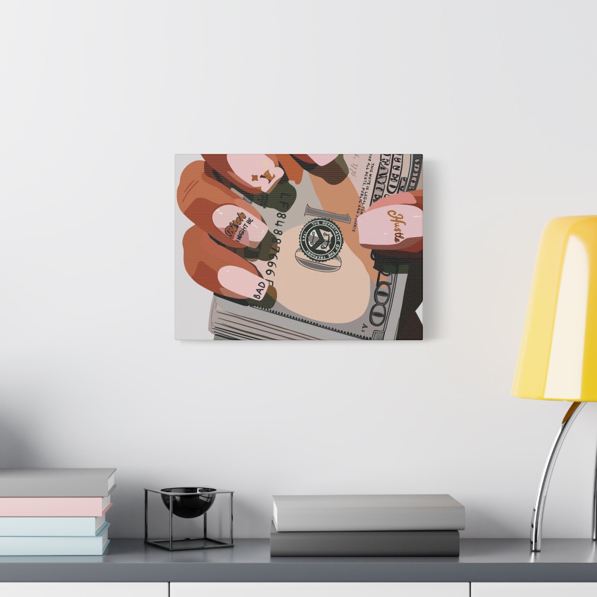 Nails & Money Chic Money Canvas Wall Art, Currency Home Decor, Motivational Wall Decor, Gift for Her, Trendy Room Decoration - Irie Blues Boutique