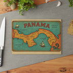Vintage Panama Map Glass Cutting Board - Irie Blues Boutique