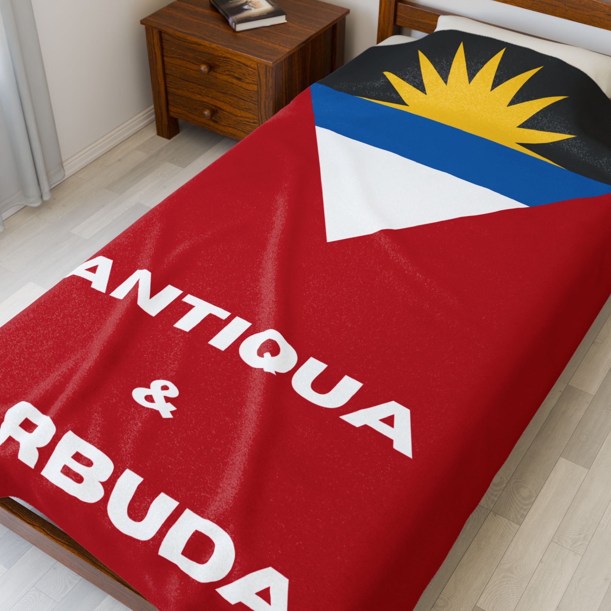 Antigua Barbuda Flag Velveteen Plush Blanket - Irie Blues Boutique
