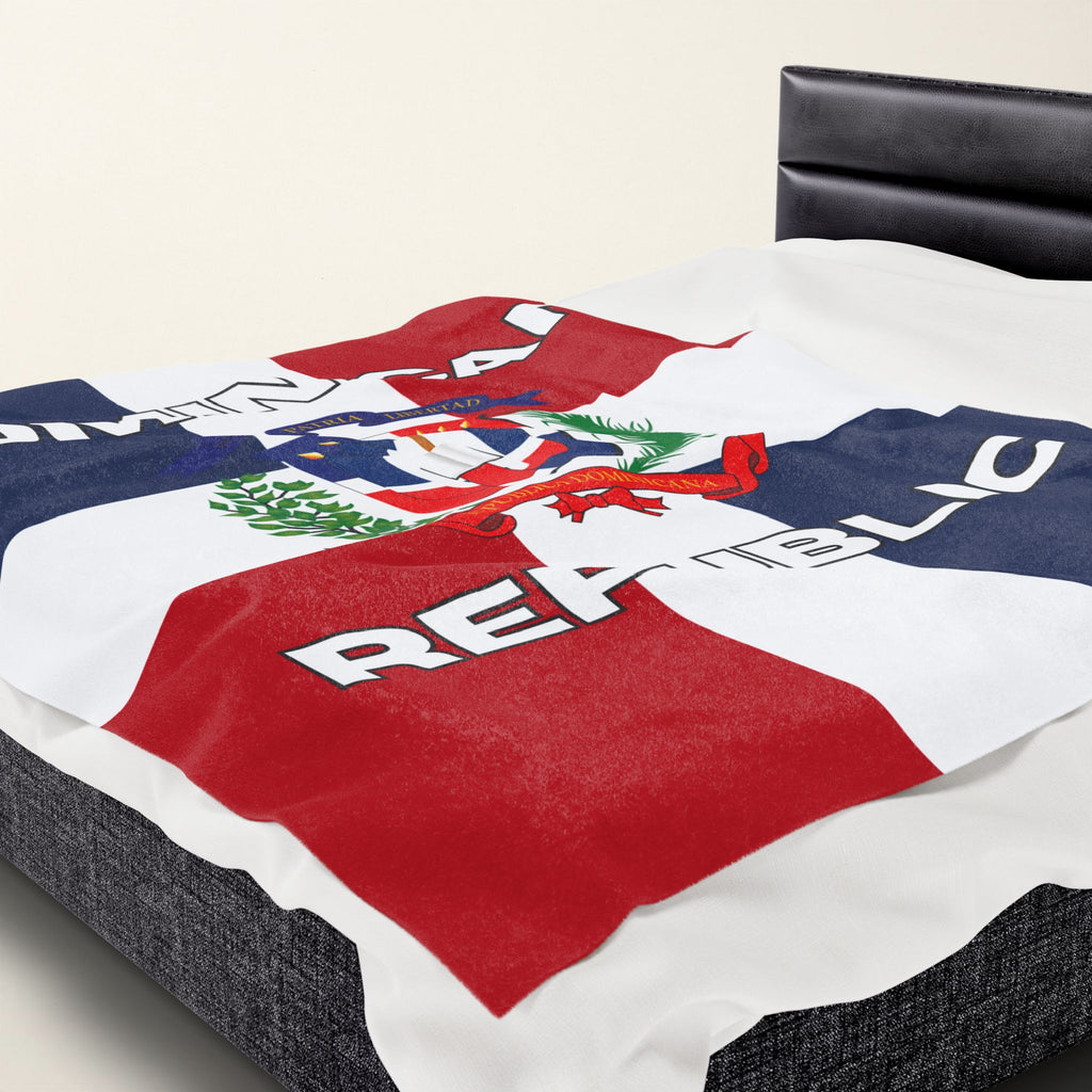 Dominican Republic Flag Velveteen Plush Blanket - Irie Blues Boutique