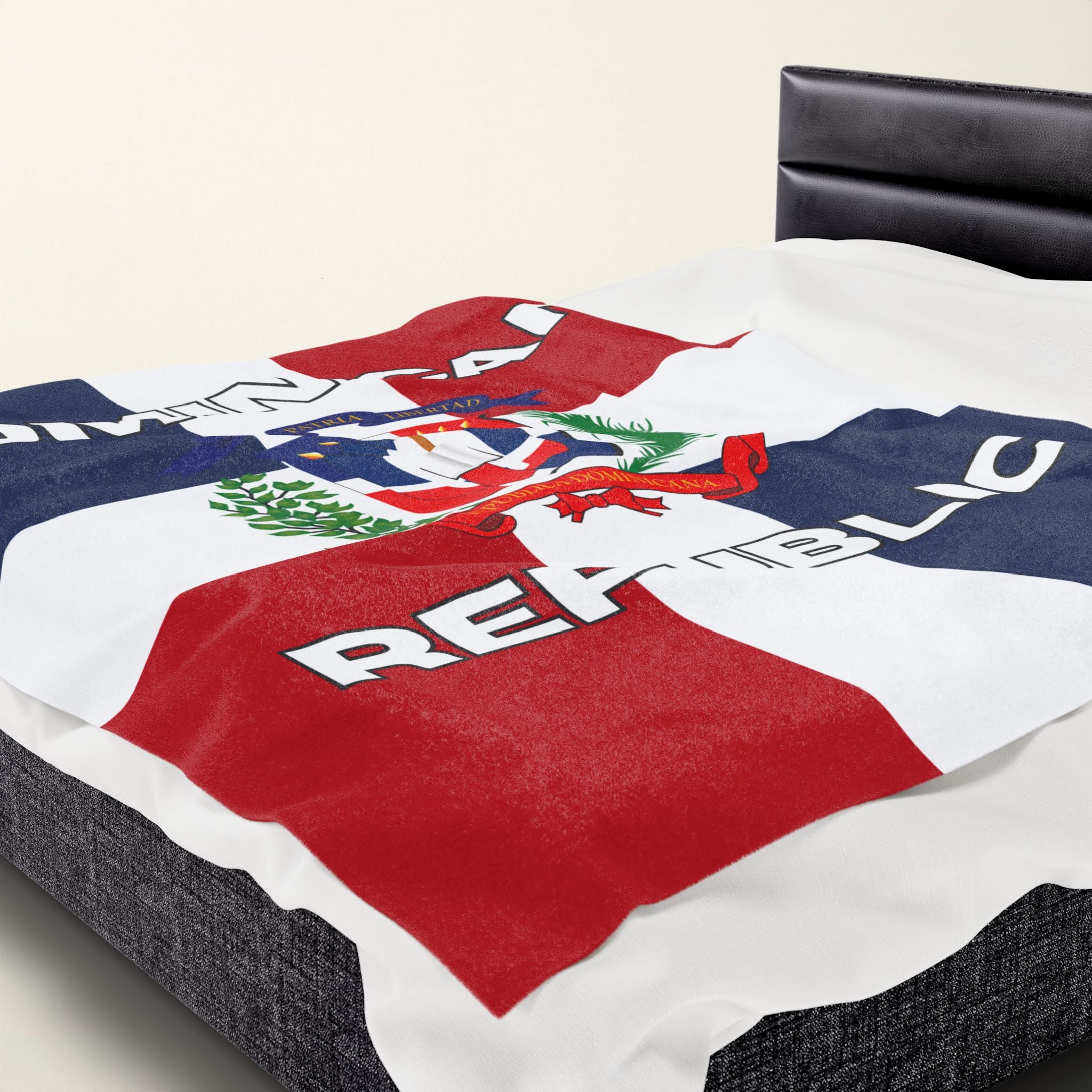 Dominican Republic Flag Velveteen Plush Blanket - Irie Blues Boutique