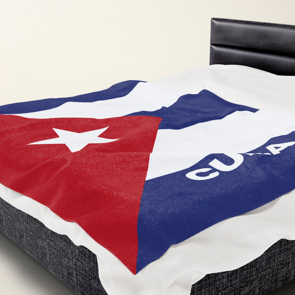 Cuba Flag Velveteen Plush Blanket - Irie Blues Boutique