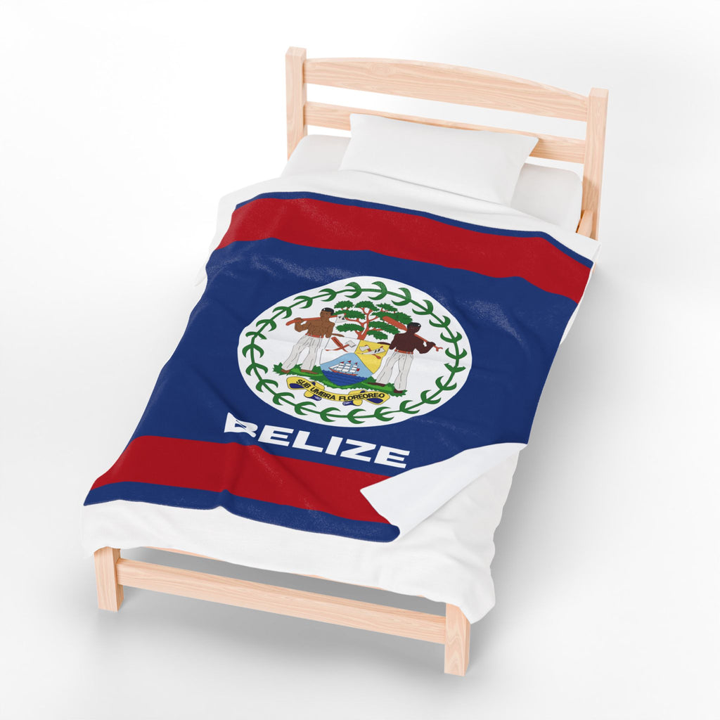 Belize Flag Velveteen Plush Blanket - Irie Blues Boutique
