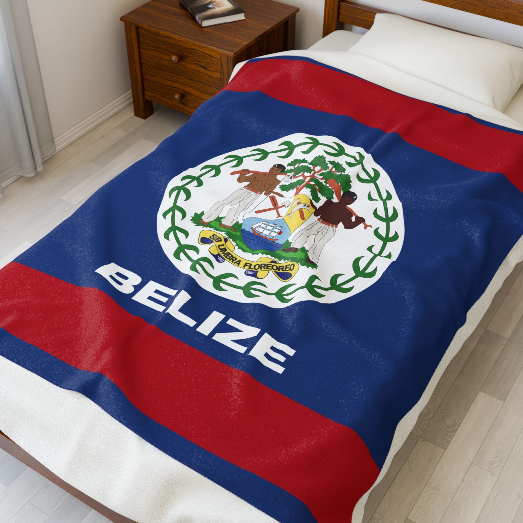 Belize Flag Velveteen Plush Blanket - Irie Blues Boutique