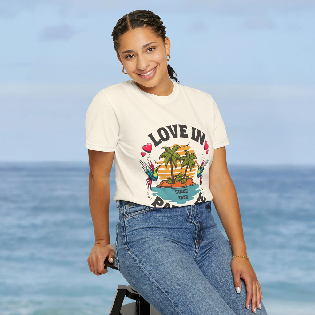Love In Paradise Couples Personalized Date T-Shirt