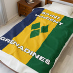 Saint Vincent & Grenadine Flag Velveteen Plush Blanket - Irie Blues Boutique