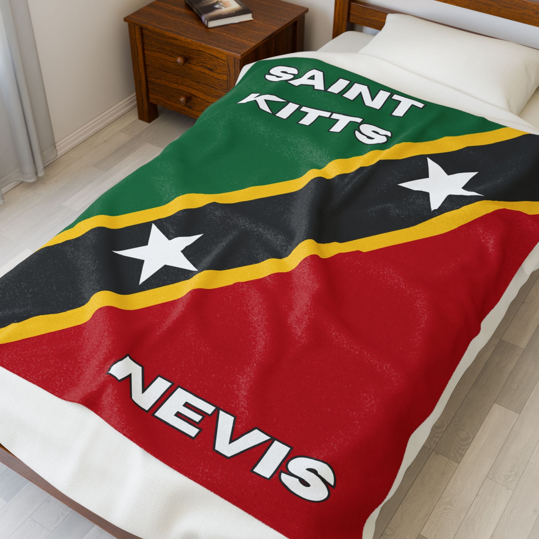 Saint Kitts & Nevis Flag Velveteen Plush Blanket - Irie Blues Boutique