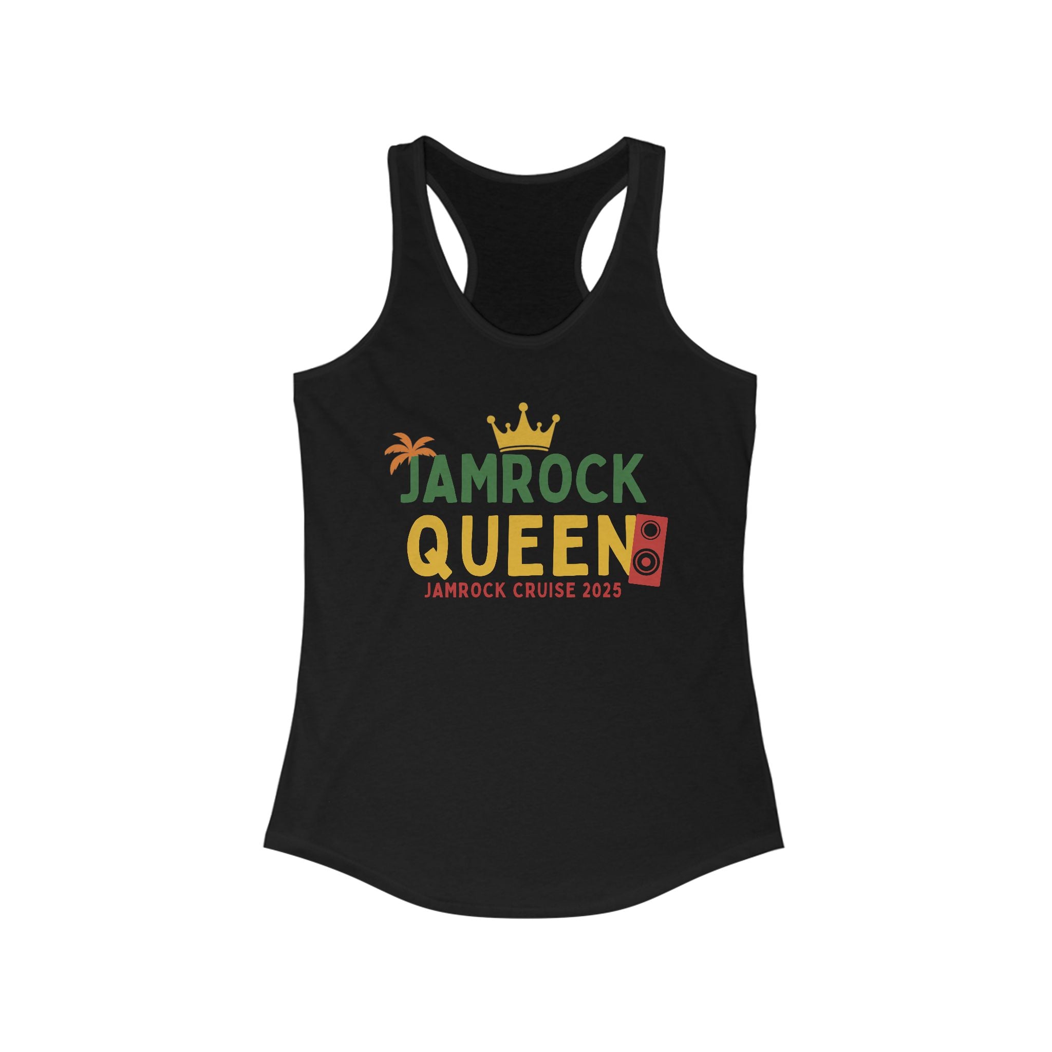 Jamrock Queen Racerback Tank - Perfect for Cruises, Summer Parties, Vacation, Beach Days, and Festivals - Irie Blues Boutique
