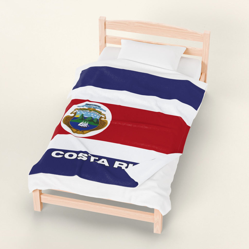 Costa Rica Flag Velveteen Plush Blanket - Irie Blues Boutique