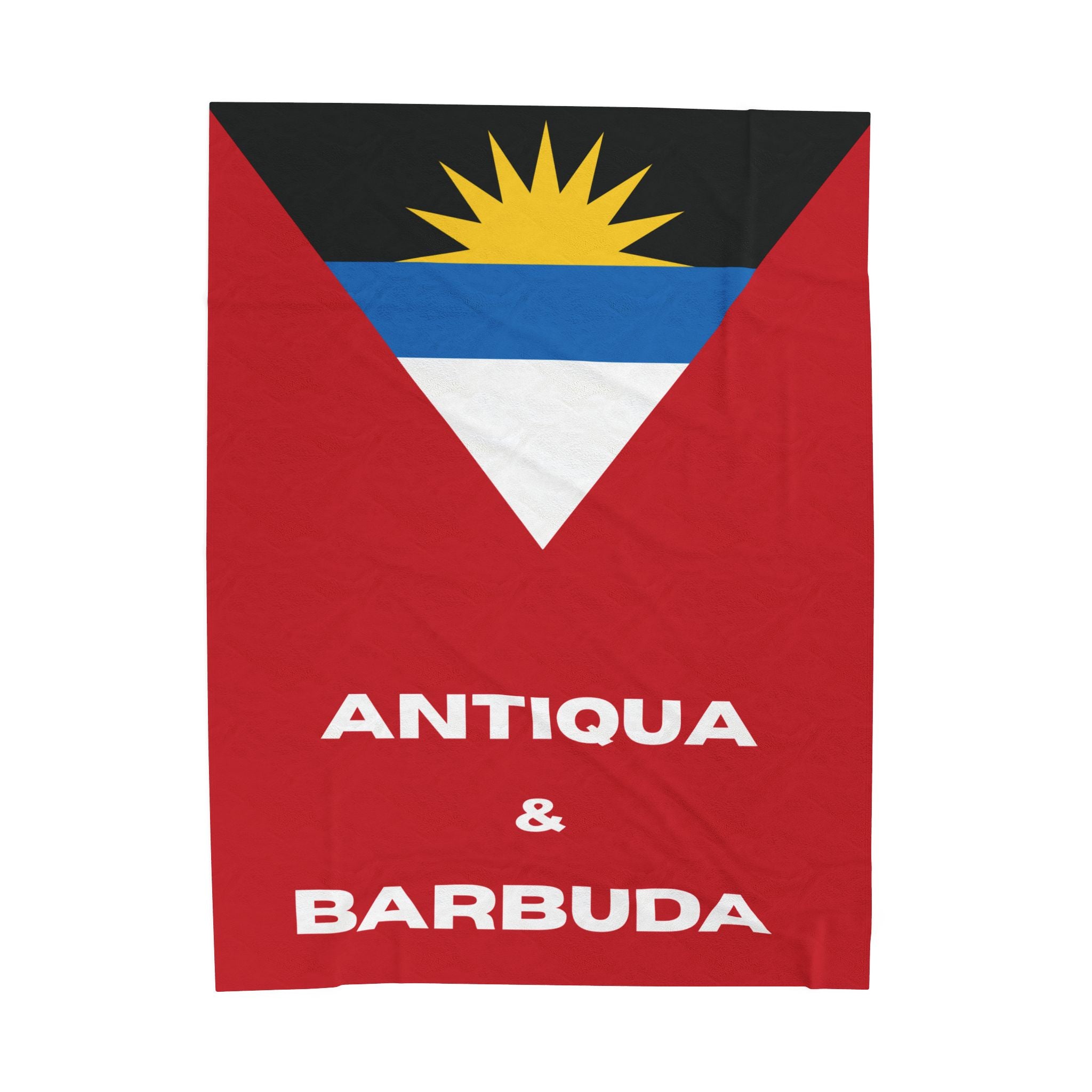Antigua Barbuda Flag Velveteen Plush Blanket - Irie Blues Boutique