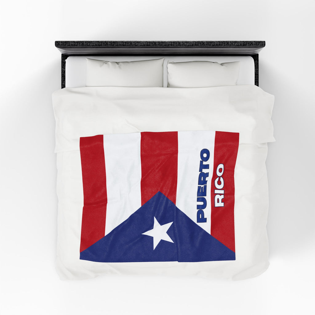 Puerto Rico Flag Velveteen Plush Blanket - Irie Blues Boutique