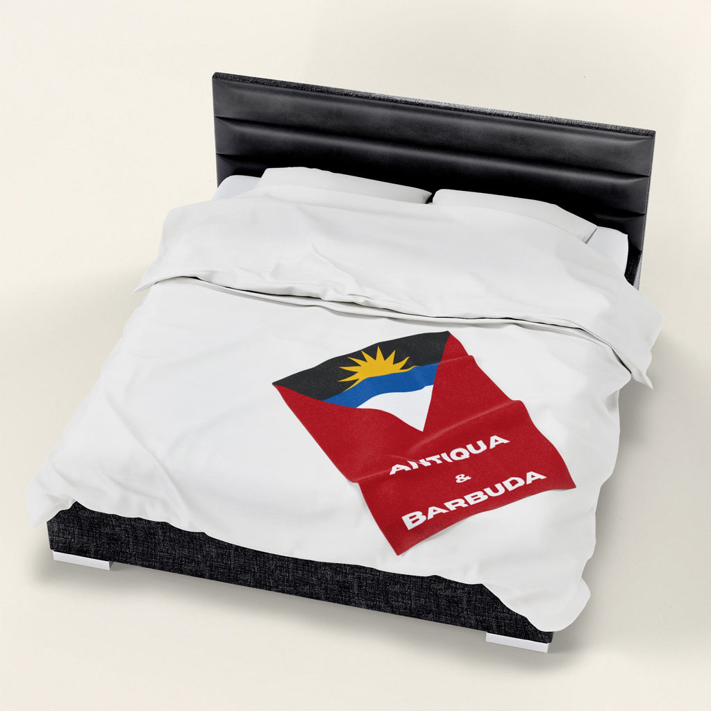 Antigua Barbuda Flag Velveteen Plush Blanket - Irie Blues Boutique